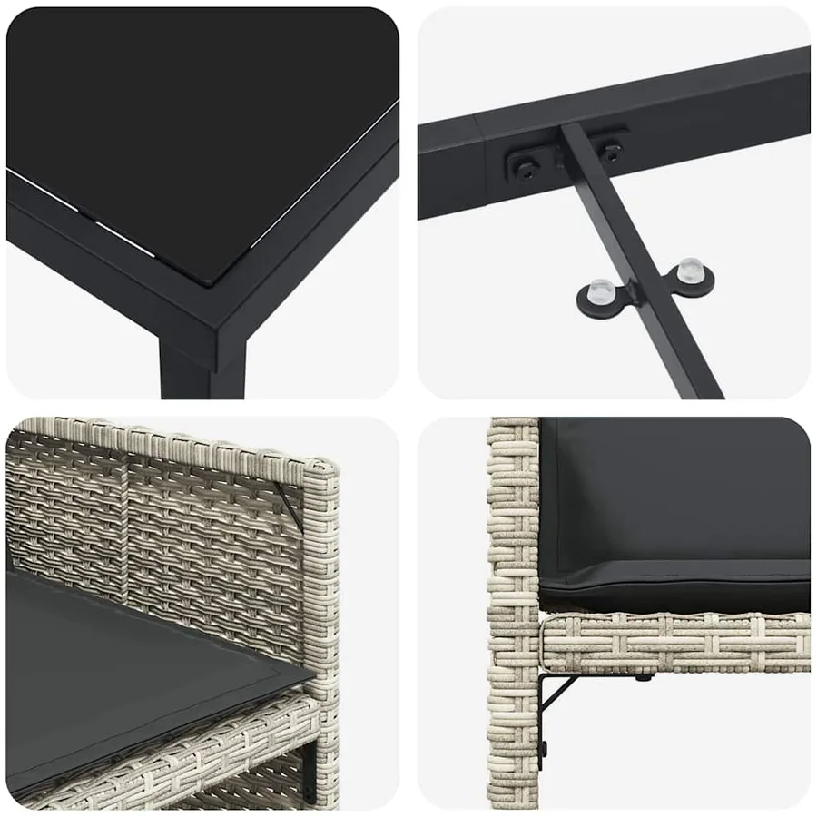Ensemble de salle à manger pour jardin 5 pcs Gris clair - 9