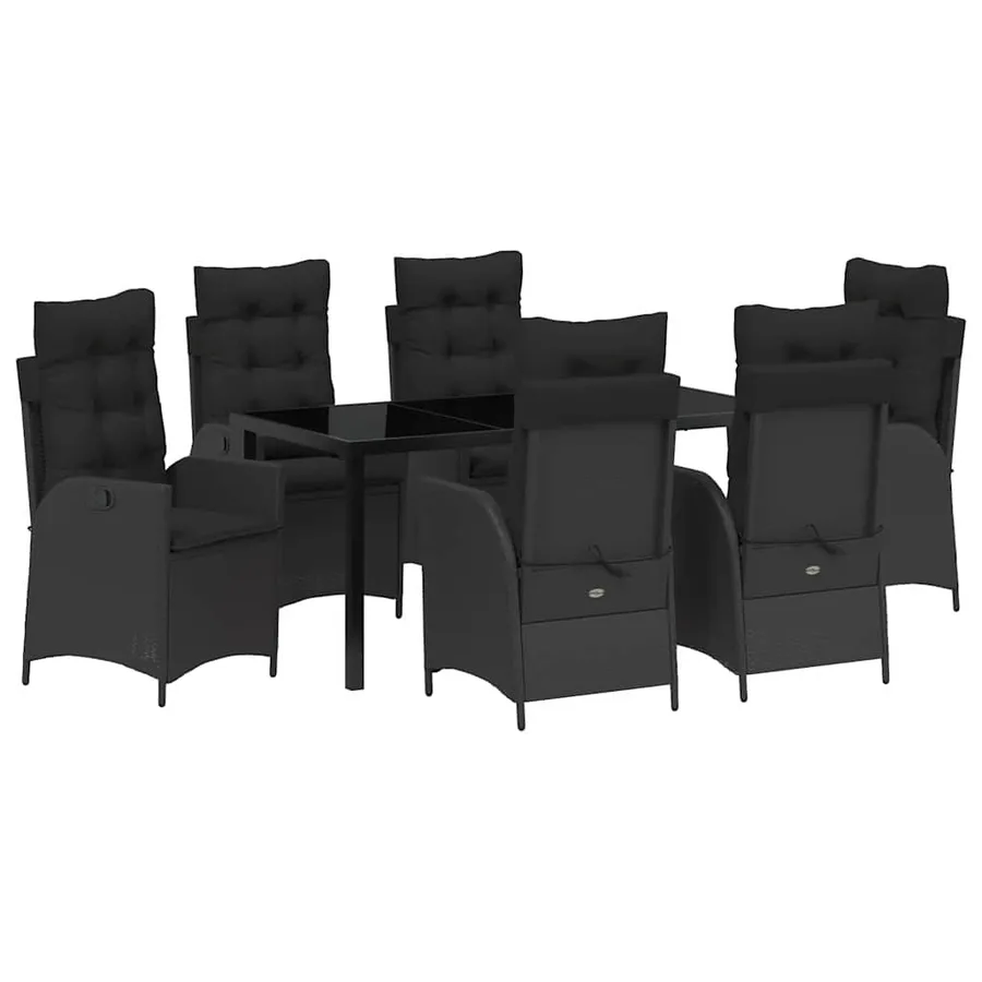 Ensemble de salle à manger pour jardin 7 pcs Noir polyrotin - 2