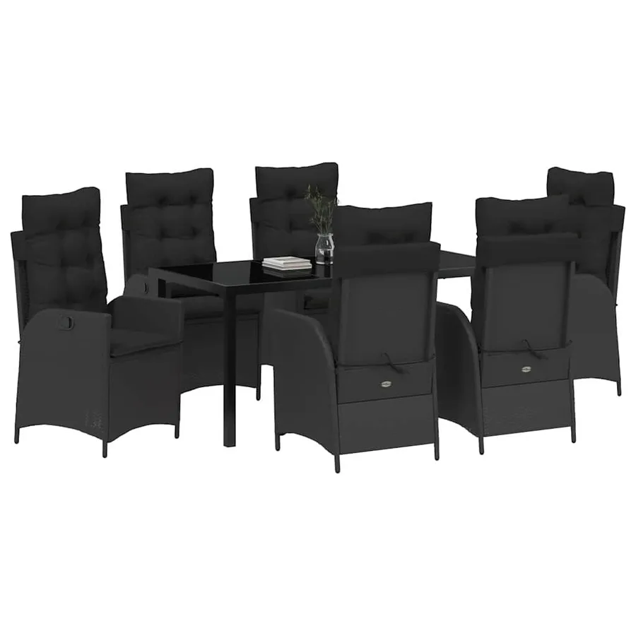 Ensemble de salle à manger pour jardin 7 pcs Noir polyrotin - 3