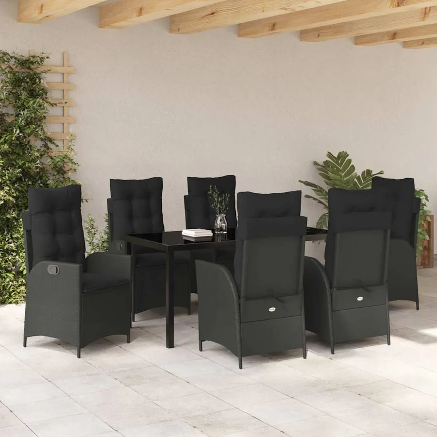 Ensemble de salle à manger pour jardin 7 pcs Noir polyrotin - 4