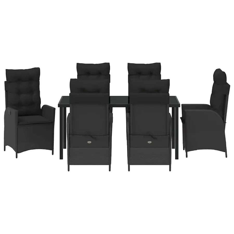 Ensemble de salle à manger pour jardin 7 pcs Noir polyrotin - 7