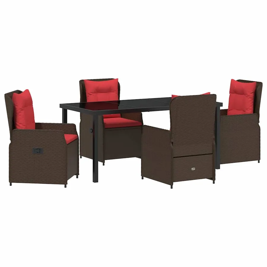 Ensemble de salle à manger pour jardin 5 pcs Marron Poly rotin - 2