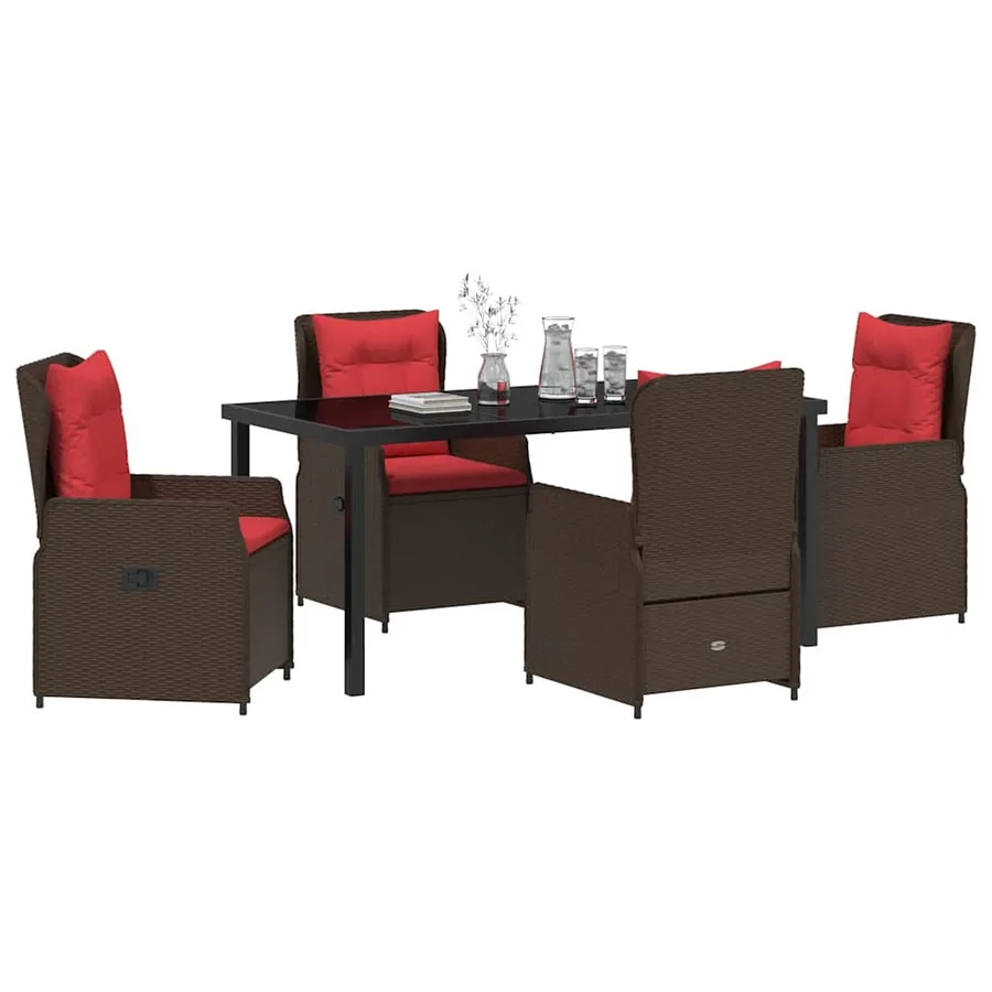 Ensemble de salle à manger pour jardin 5 pcs Marron Poly rotin - 3
