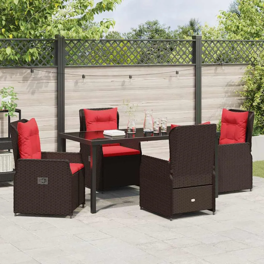 Ensemble de salle à manger pour jardin 5 pcs Marron Poly rotin - 4