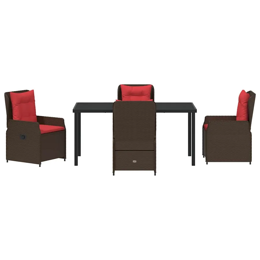 Ensemble de salle à manger pour jardin 5 pcs Marron Poly rotin - 7