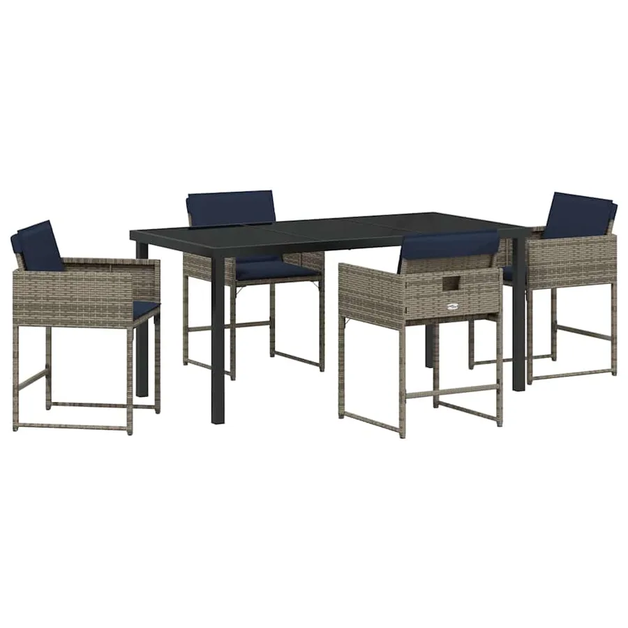 Ensemble de salle à manger pour jardin 5 pcs Gris polyrotin - 2