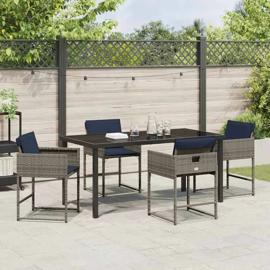 Ensemble de salle à manger pour jardin 5 pcs Gris polyrotin - 4
