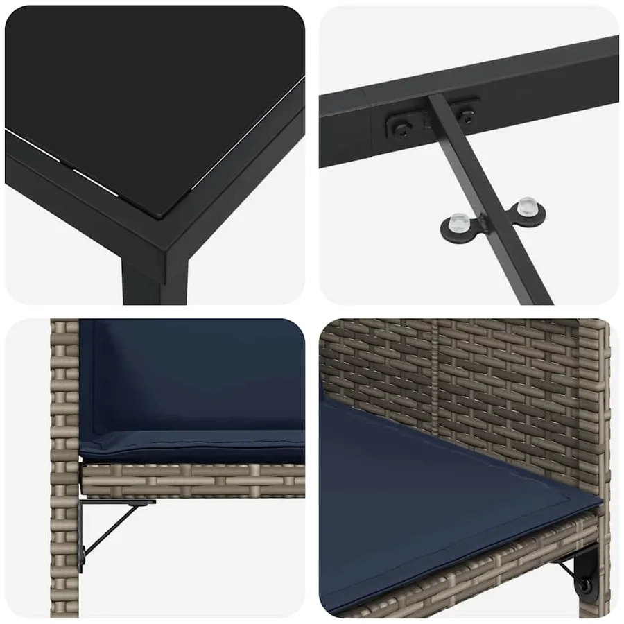 Ensemble de salle à manger pour jardin 5 pcs Gris polyrotin - 9
