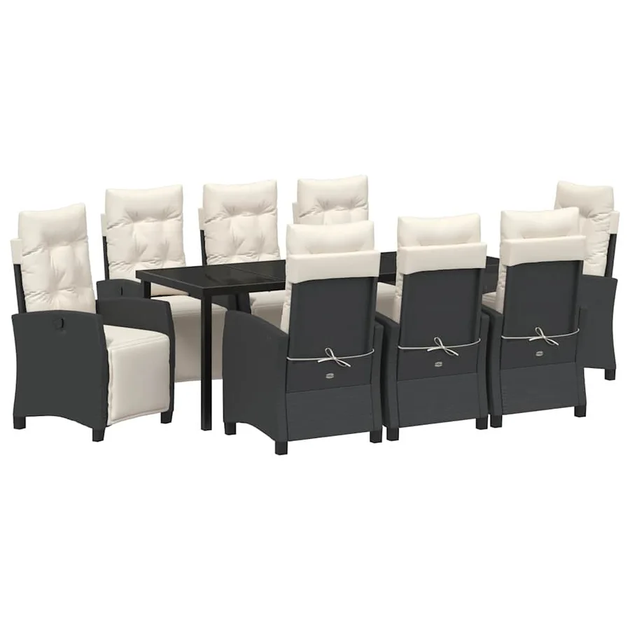 Ensemble de salle à manger pour jardin 9 pcs Noir polyrotin - 2