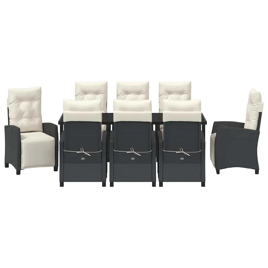 Ensemble de salle à manger pour jardin 9 pcs Noir polyrotin - 7