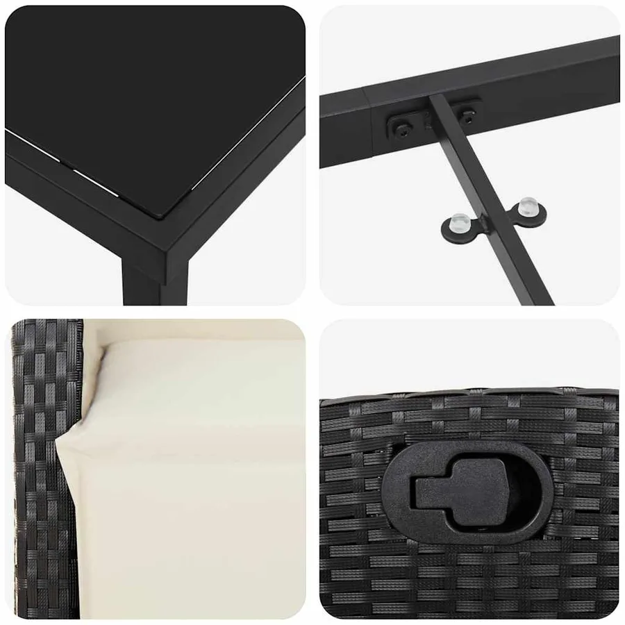 Ensemble de salle à manger pour jardin 9 pcs Noir polyrotin - 9