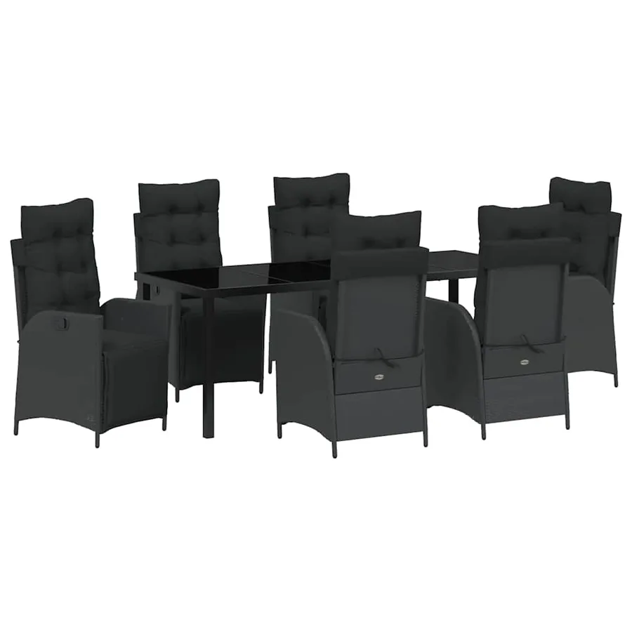 Ensemble de salle à manger pour jardin 7 pcs Noir polyrotin - 2