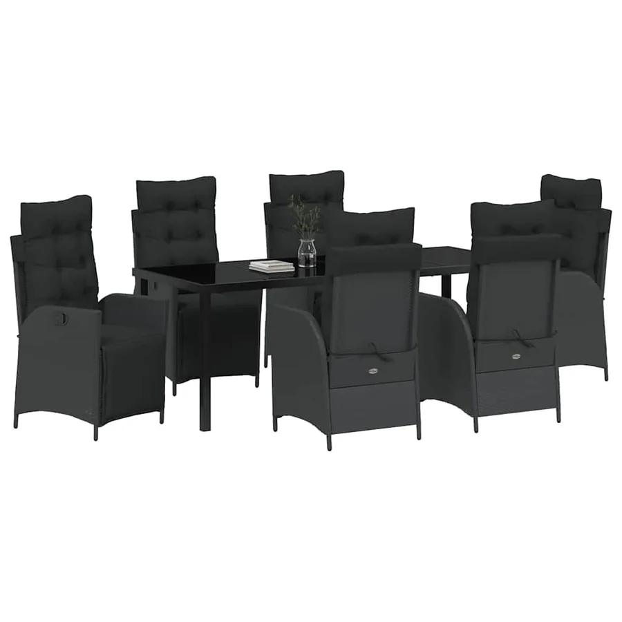 Ensemble de salle à manger pour jardin 7 pcs Noir polyrotin - 3