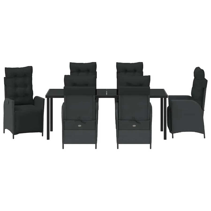 Ensemble de salle à manger pour jardin 7 pcs Noir polyrotin - 7