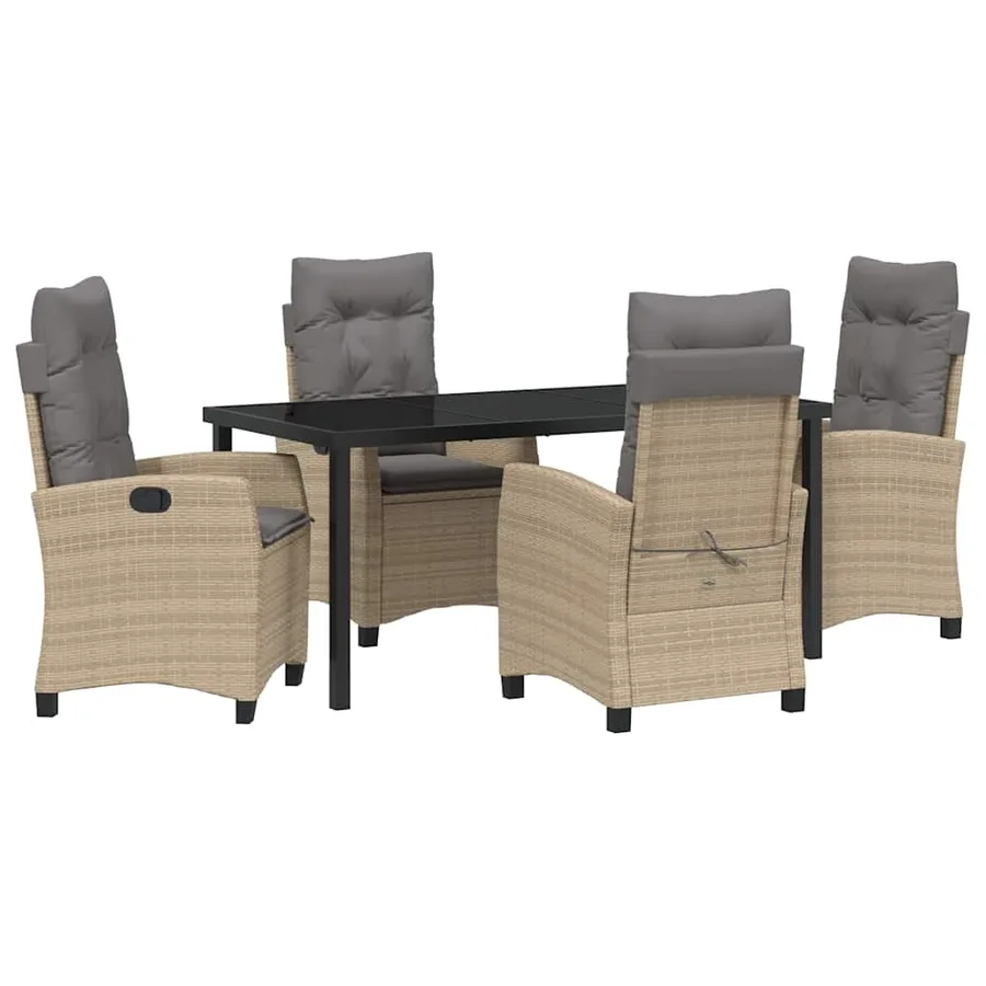 Ensemble de salle à manger pour jardin 5 pcs Beige polyrotin - 2