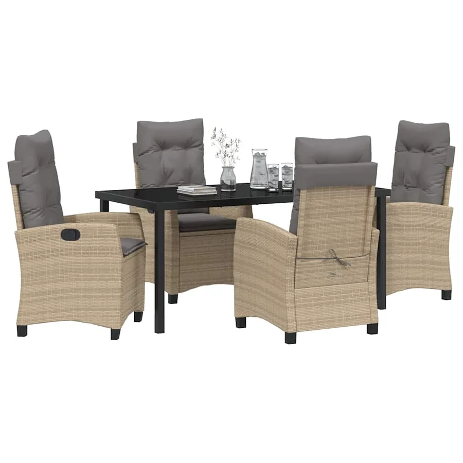 Ensemble de salle à manger pour jardin 5 pcs Beige polyrotin - 3