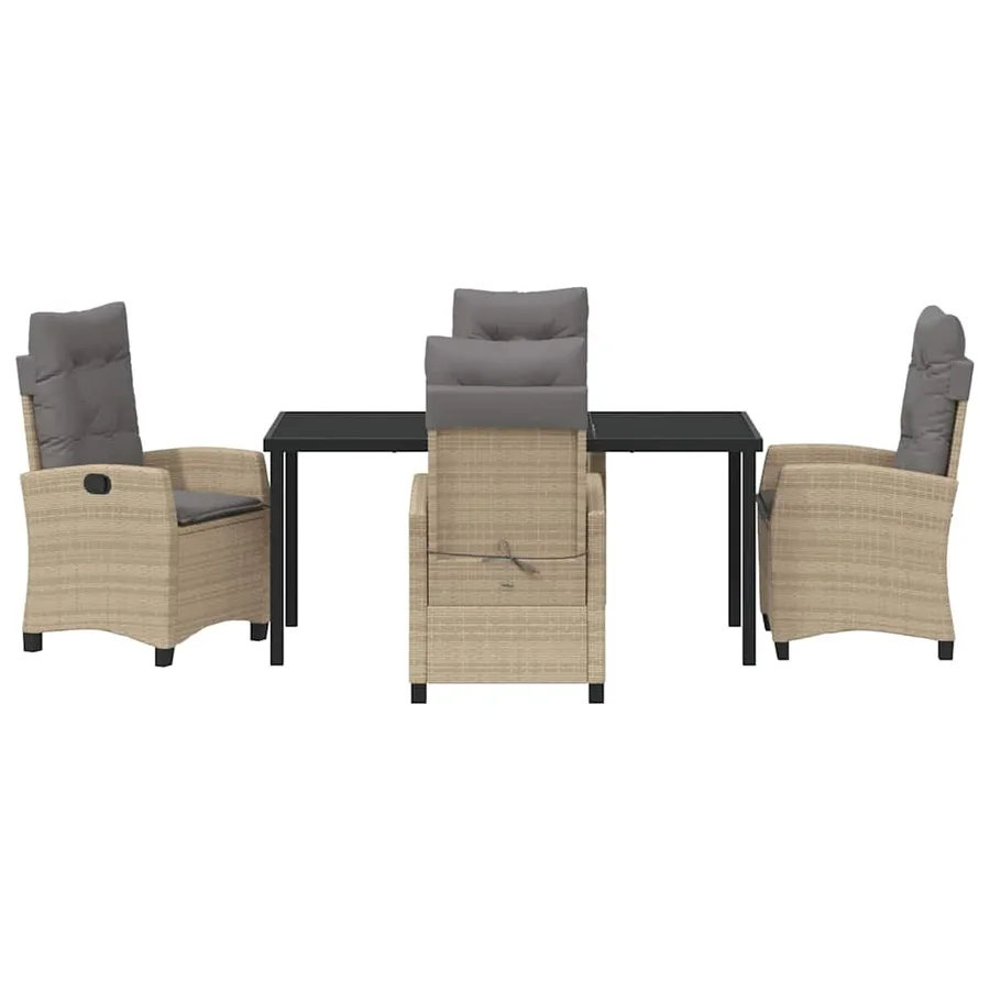 Ensemble de salle à manger pour jardin 5 pcs Beige polyrotin - 7