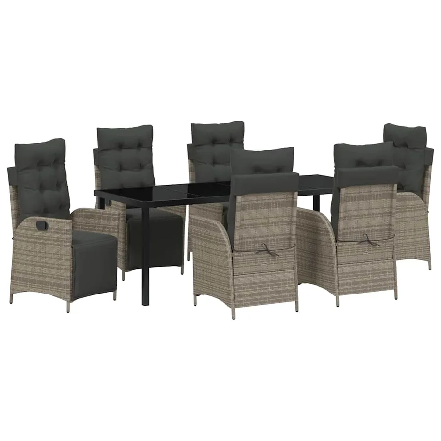 Ensemble de salle à manger pour jardin 7 pcs Gris polyrotin - 2