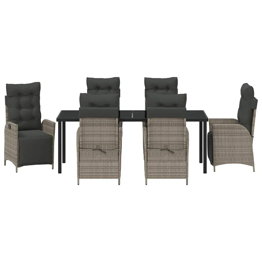 Ensemble de salle à manger pour jardin 7 pcs Gris polyrotin - 7