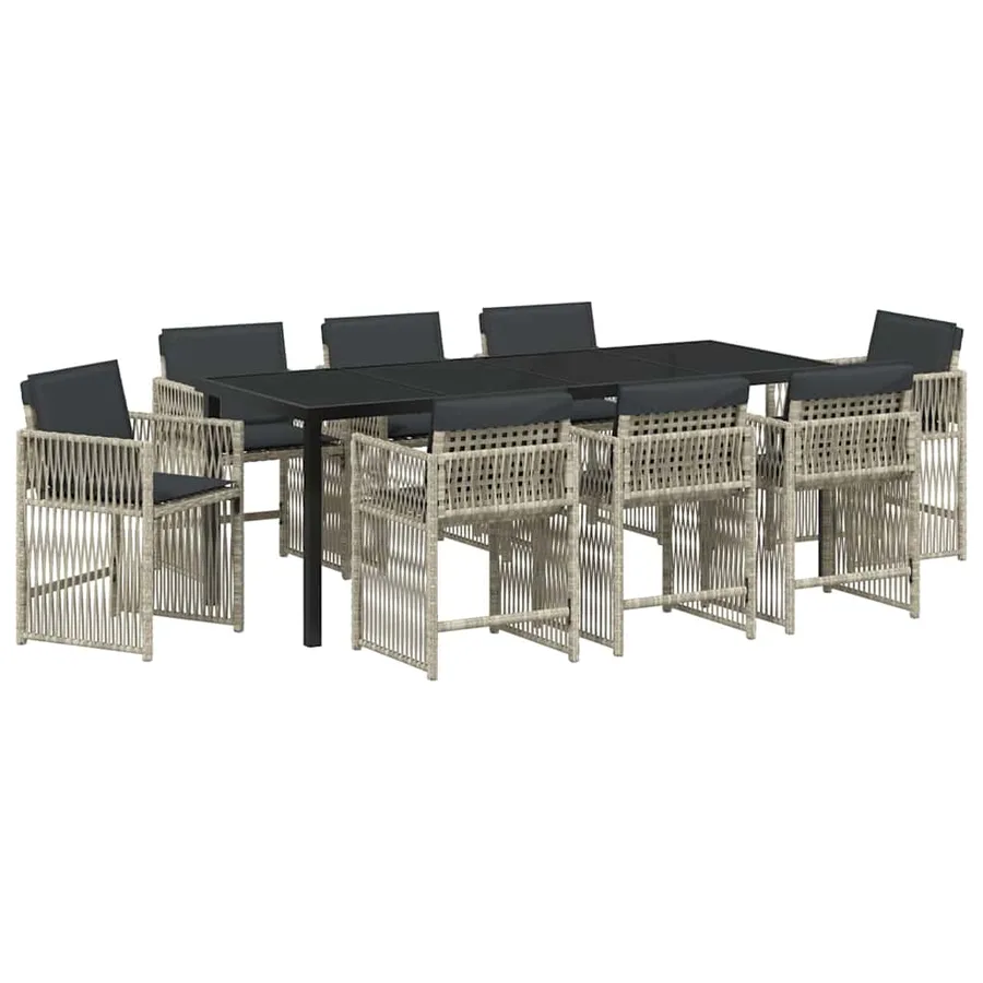 Ensemble de salle à manger pour jardin 9 pcs Gris clair - 2