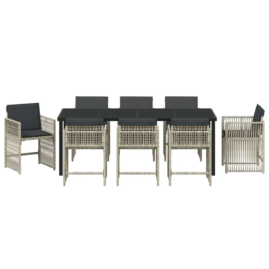 Ensemble de salle à manger pour jardin 9 pcs Gris clair - 7