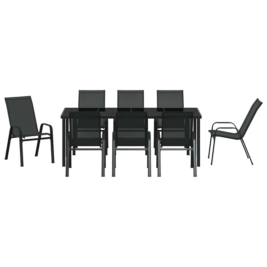Ensemble de salle à manger pour jardin 9 pcs Noir - 7