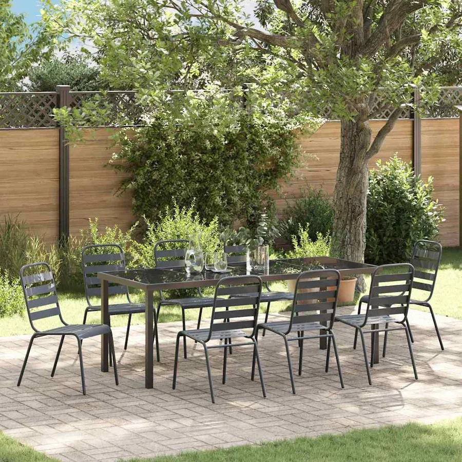 Ensemble de salle à manger pour jardin 9 pcs Anthracite