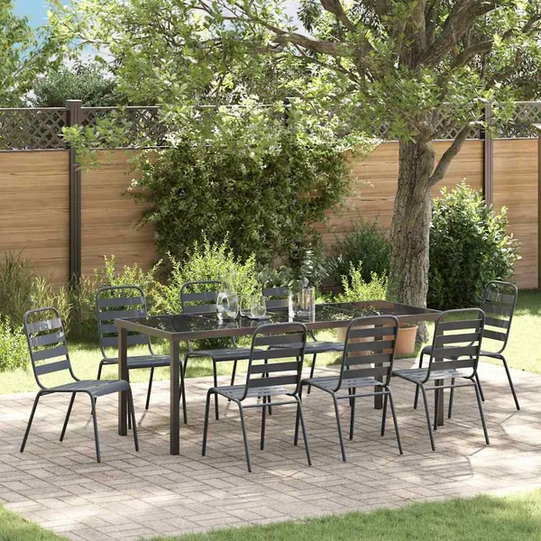 Ensemble de salle à manger pour jardin 9 pcs Anthracite