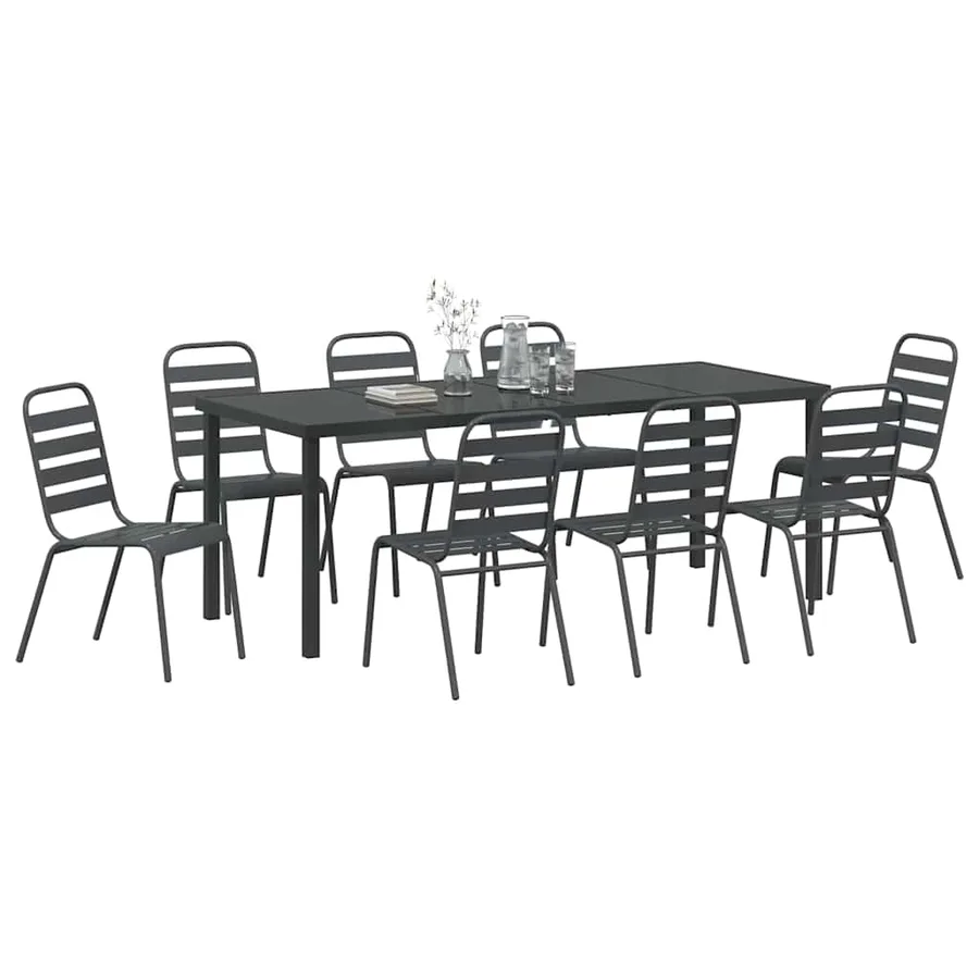 Ensemble de salle à manger pour jardin 9 pcs Anthracite - 3