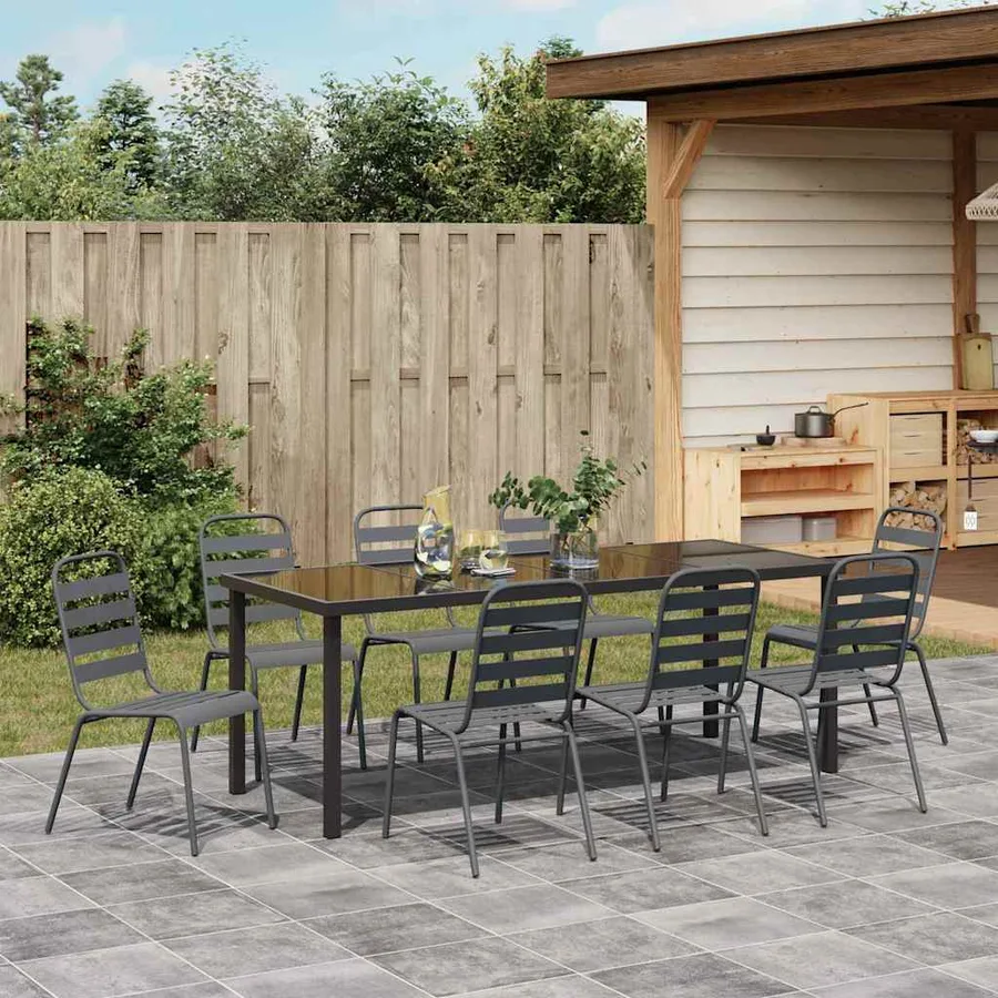 Ensemble de salle à manger pour jardin 9 pcs Anthracite - 4