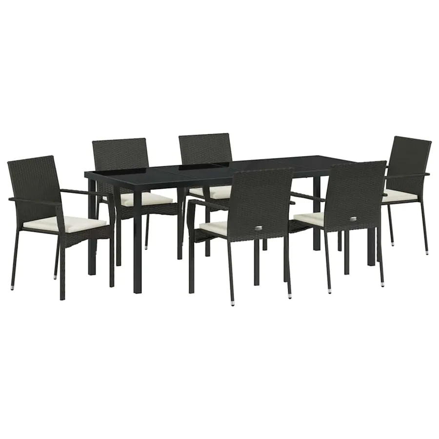 Ensemble de salle à manger pour jardin 7 pcs Noir polyrotin - 2