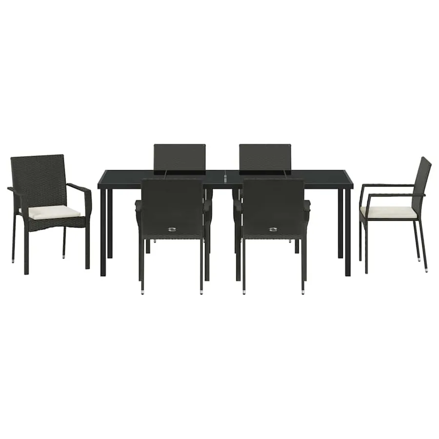 Ensemble de salle à manger pour jardin 7 pcs Noir polyrotin - 7