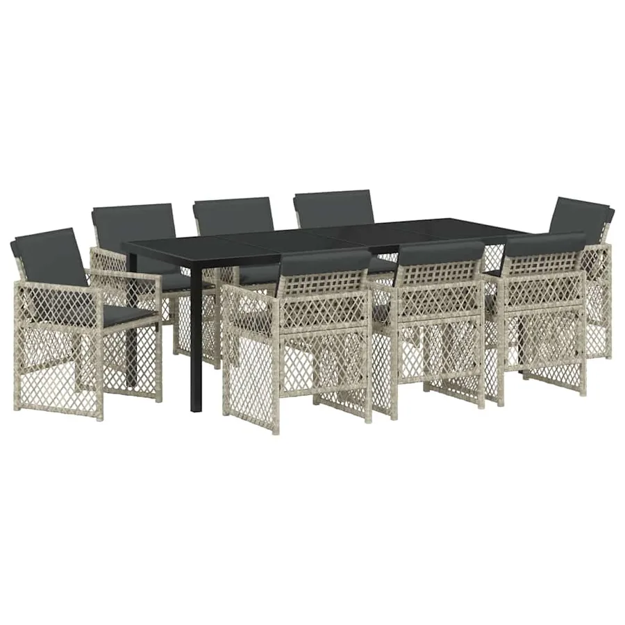 Ensemble de salle à manger pour jardin 9 pcs Gris clair - 2