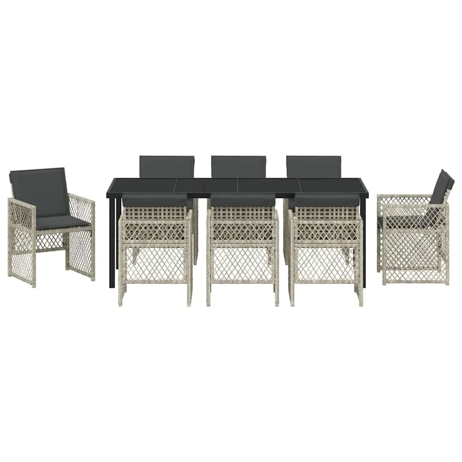 Ensemble de salle à manger pour jardin 9 pcs Gris clair - 7
