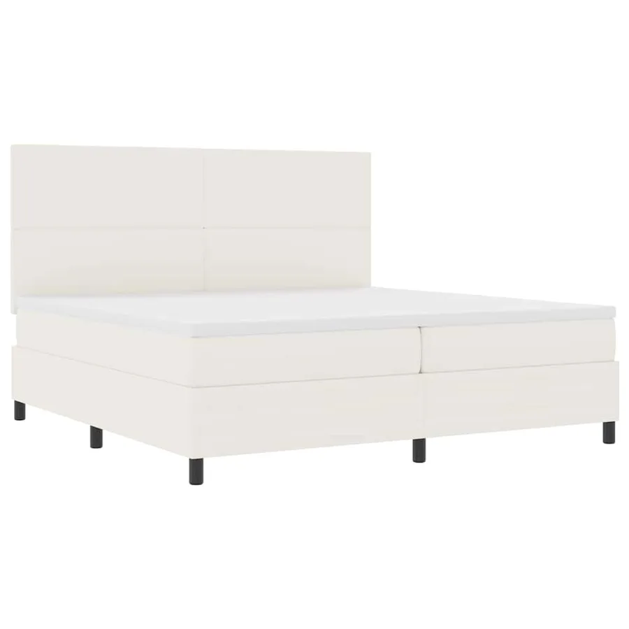 Lit à ressorts avec tête de lit Crème et Blanc 200 x 200 cm - 2