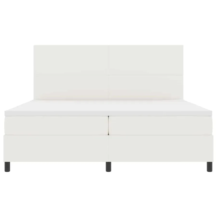 Lit à ressorts avec tête de lit Crème et Blanc 200 x 200 cm - 7