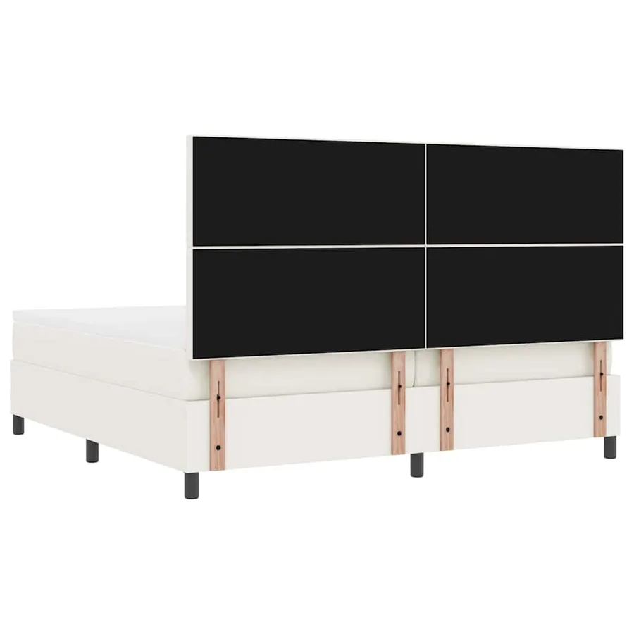 Lit à ressorts avec tête de lit Crème et Blanc 200 x 200 cm - 9