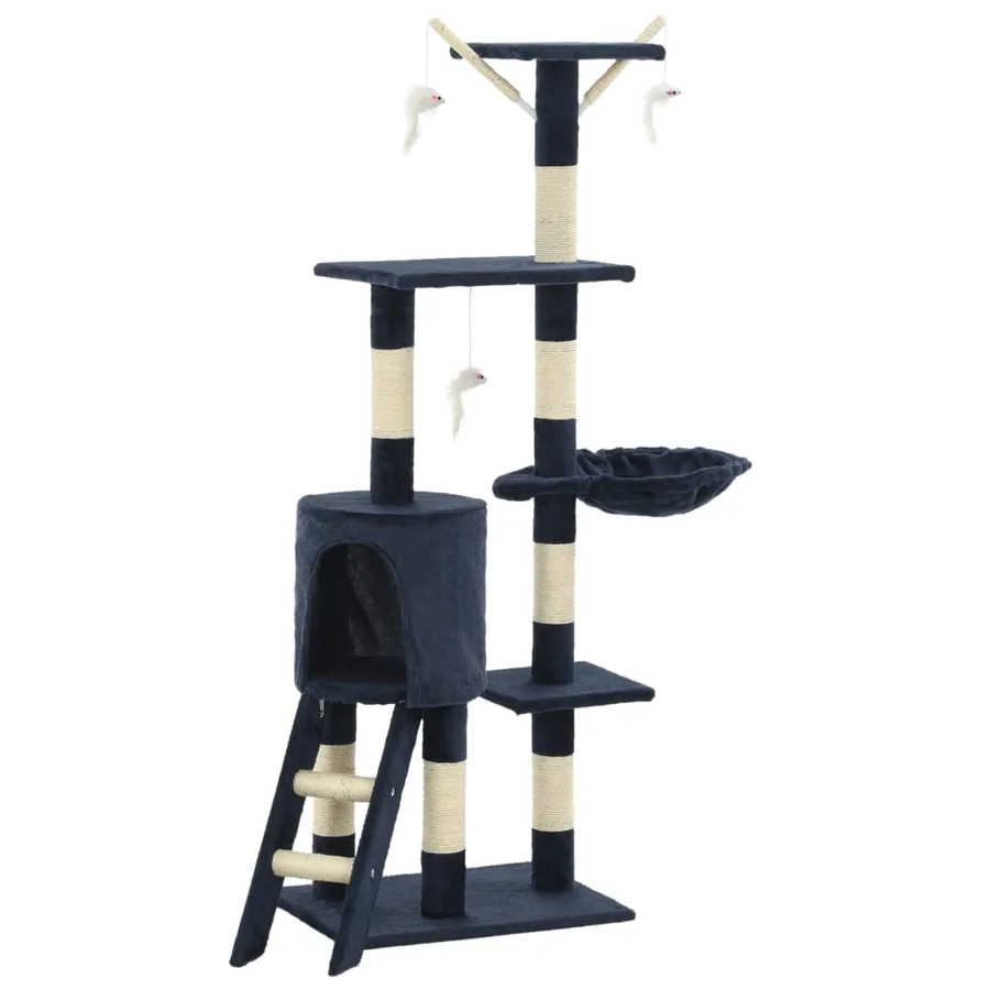 Arbre à chat avec griffoirs en sisal 138 cm Bleu foncé - 2