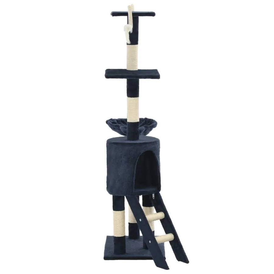 Arbre à chat avec griffoirs en sisal 138 cm Bleu foncé - 4
