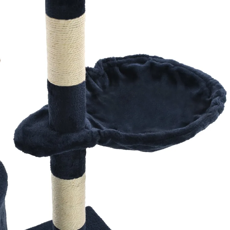 Arbre à chat avec griffoirs en sisal 138 cm Bleu foncé - 7
