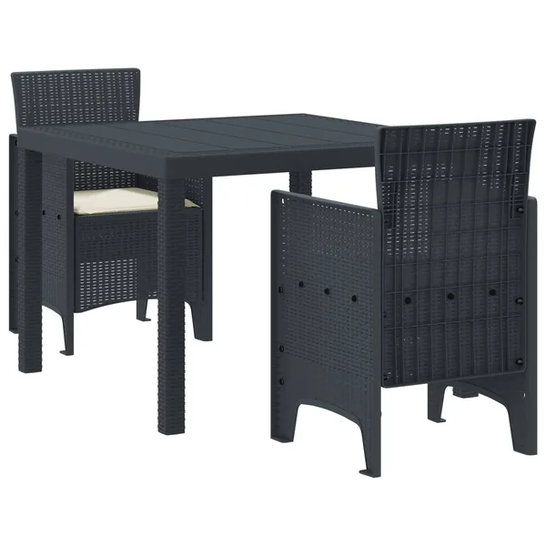 Ensemble de salle à manger pour jardin 3 pcs Anthracite