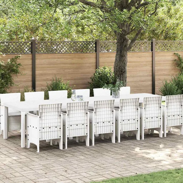 Ensemble de salle à manger pour jardin 13 pcs Blanc Rattan Polt