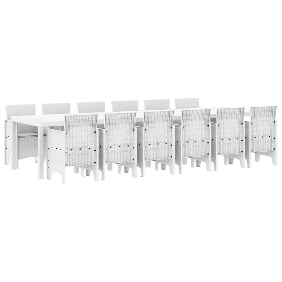 Ensemble de salle à manger pour jardin 13 pcs Blanc Rattan Polt - 2
