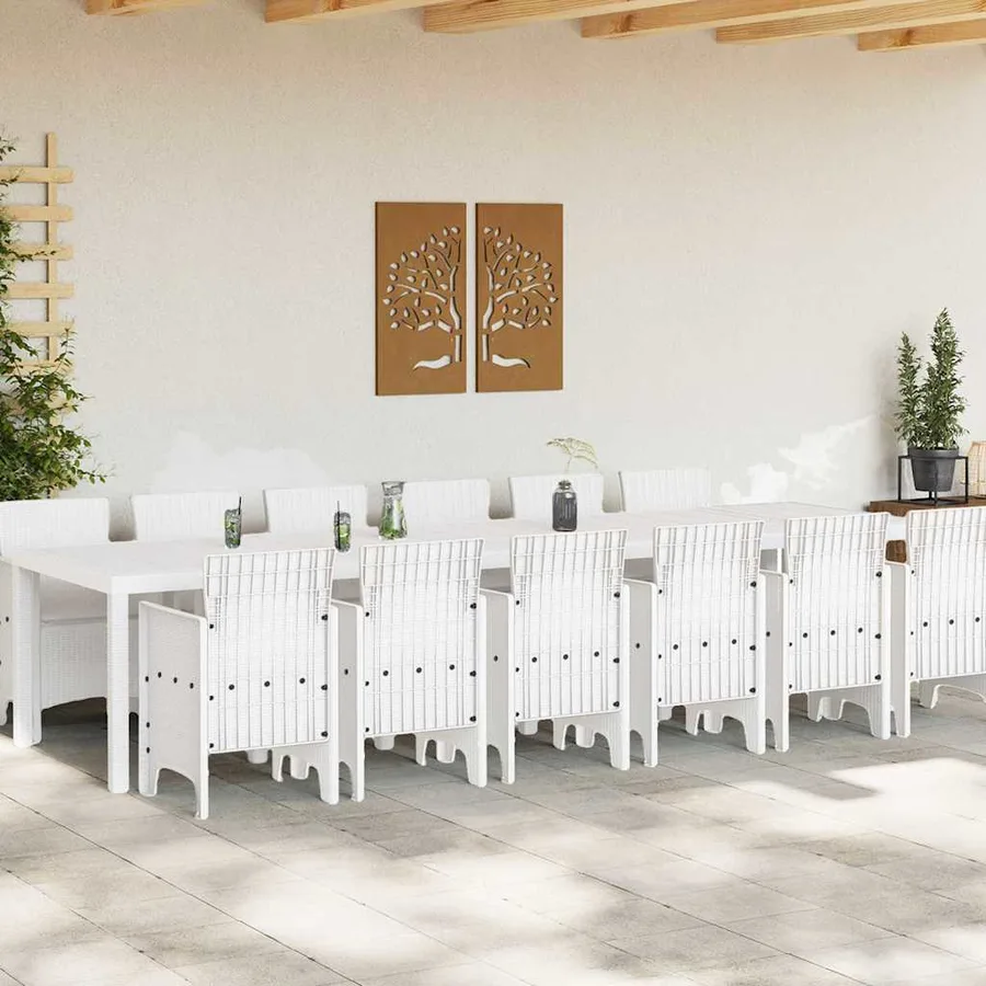 Ensemble de salle à manger pour jardin 13 pcs Blanc Rattan Polt - 3