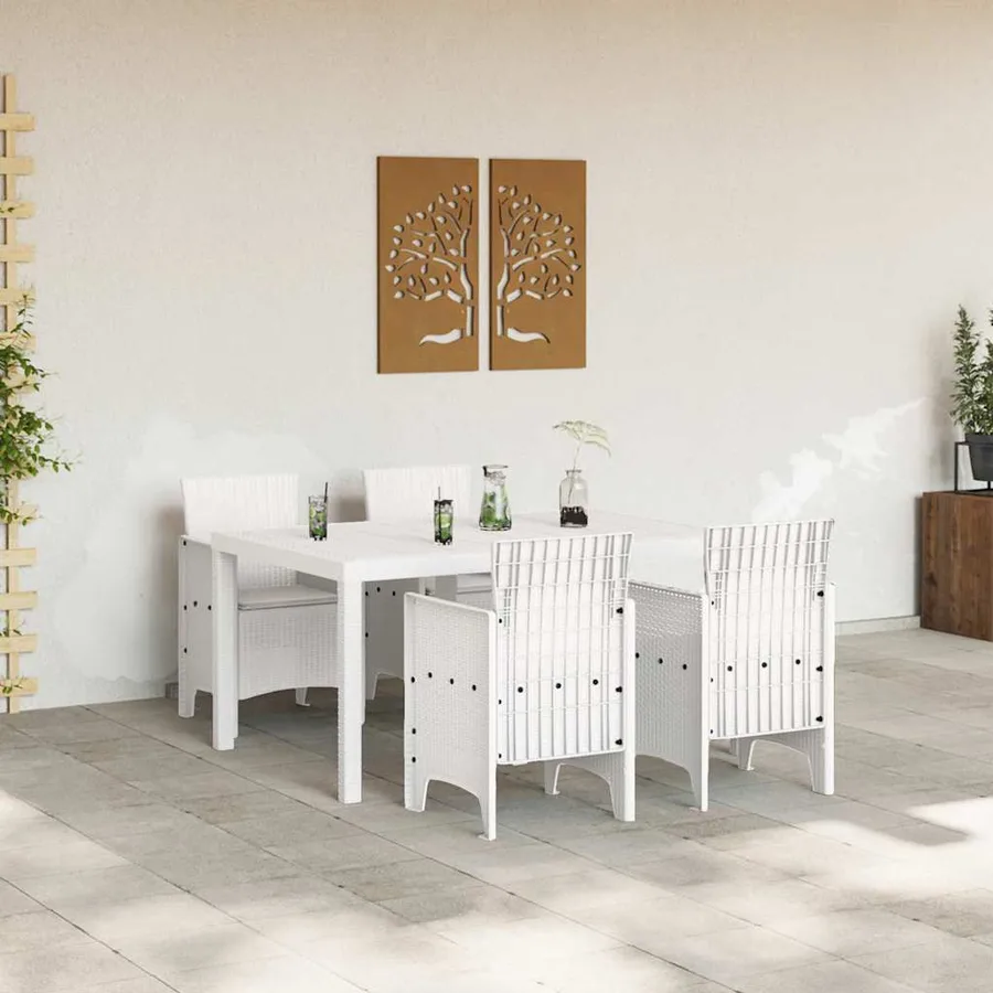 Ensemble de salle à manger pour jardin 5 pcs Blanc Rattan Polt - 3