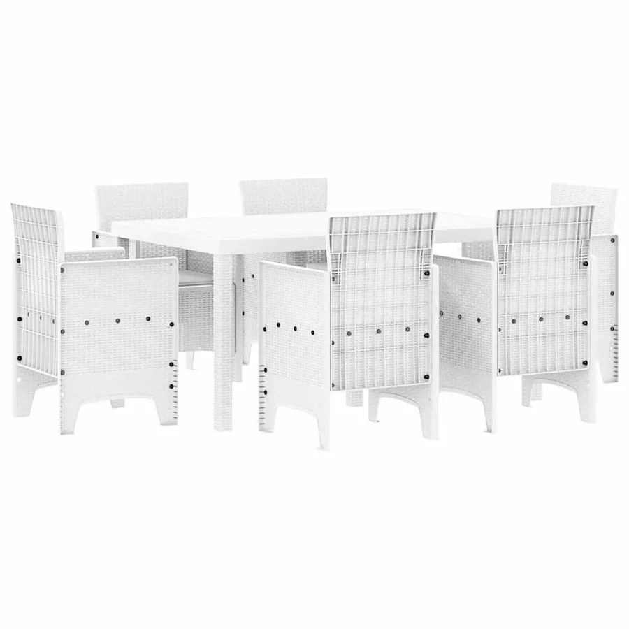 Ensemble de salle à manger pour jardin 7 pcs Blanc Rattan Polt - 2