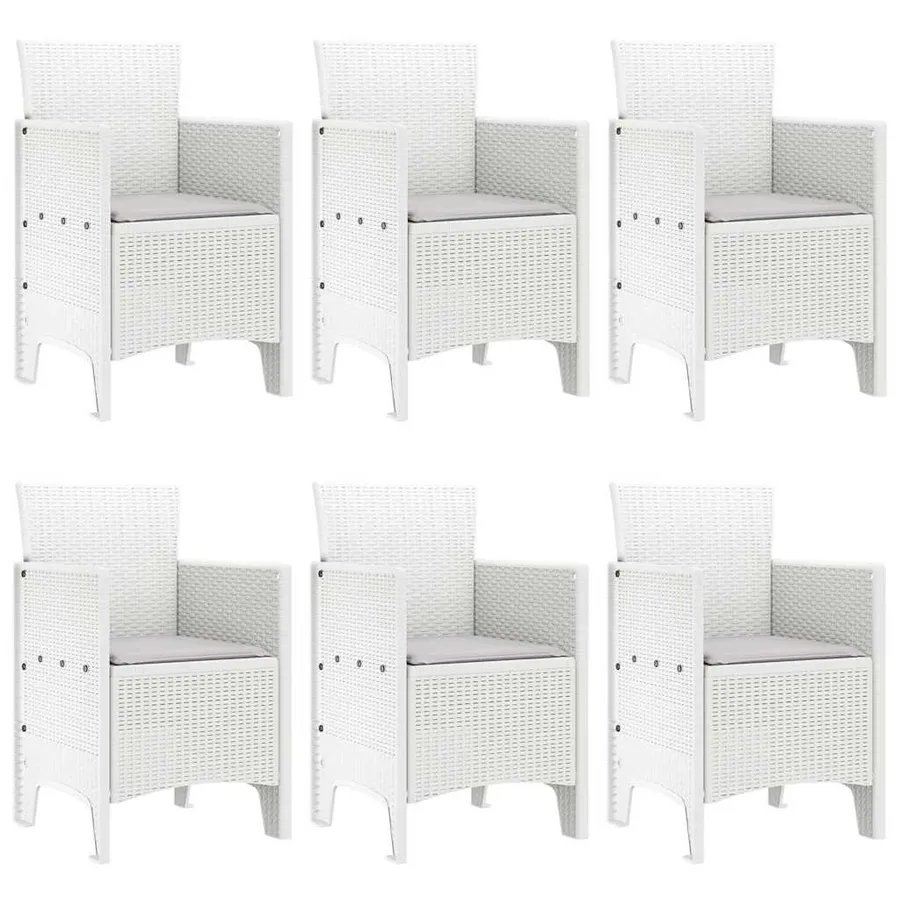Ensemble de salle à manger pour jardin 7 pcs Blanc Rattan Polt - 4