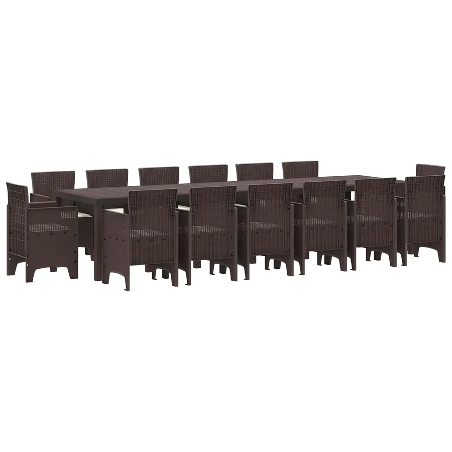 Ensemble de salle à manger pour jardin 15 pcs Marron