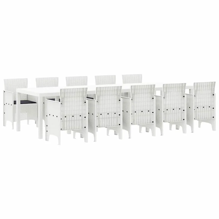 Ensemble de salle à manger pour jardin 11 pcs Blanc - 2