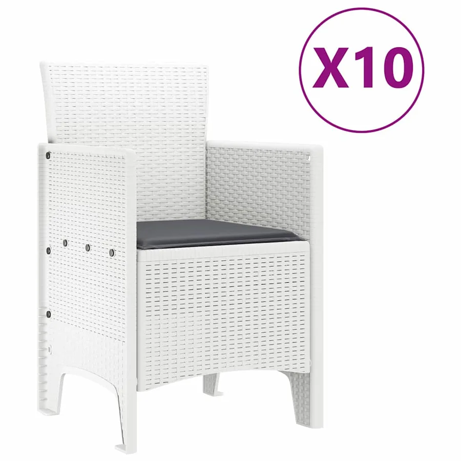 Ensemble de salle à manger pour jardin 11 pcs Blanc - 5